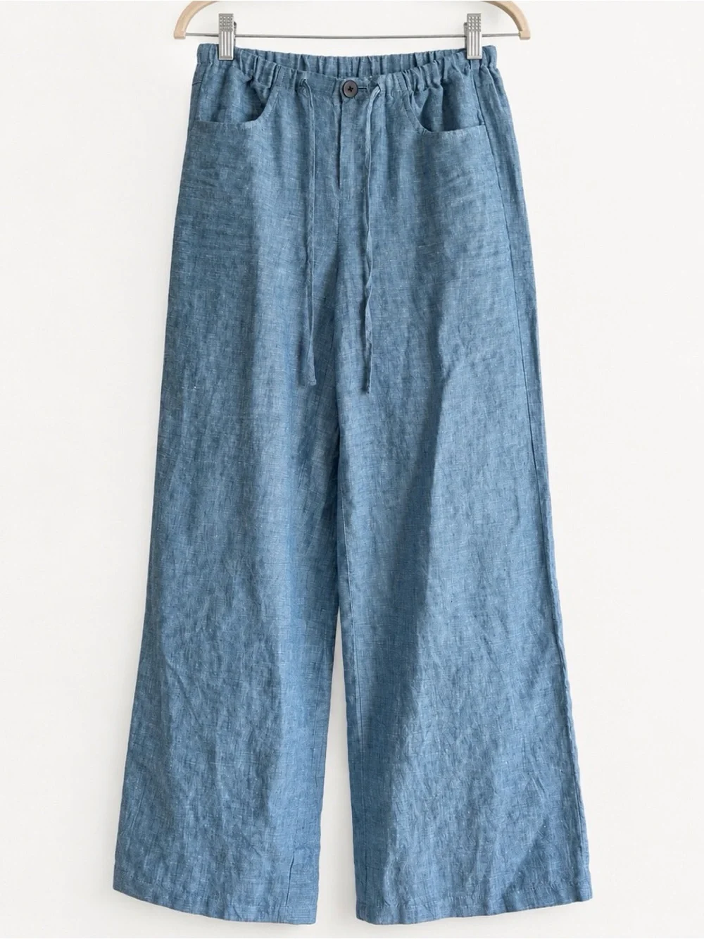Banana Republic Studio Wide Leg Linen Drawstring Pants Blue XXS Petite